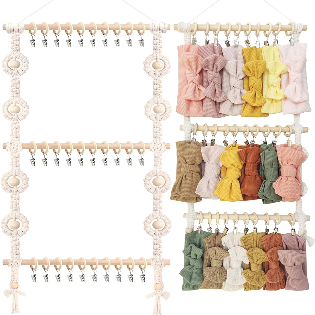 Baby Clothing Hangers - Makramee Wandbehang Boho Stirnband Halter Haarschleifen