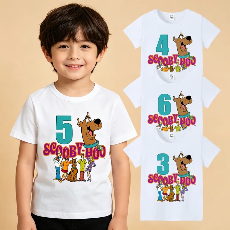 Baby Clothing Boy - Scooby-Doo Geburtstags-T-Shirt mit Zahlenmotiv, Baby-Sommer-Baumwoll-T-Shirt für